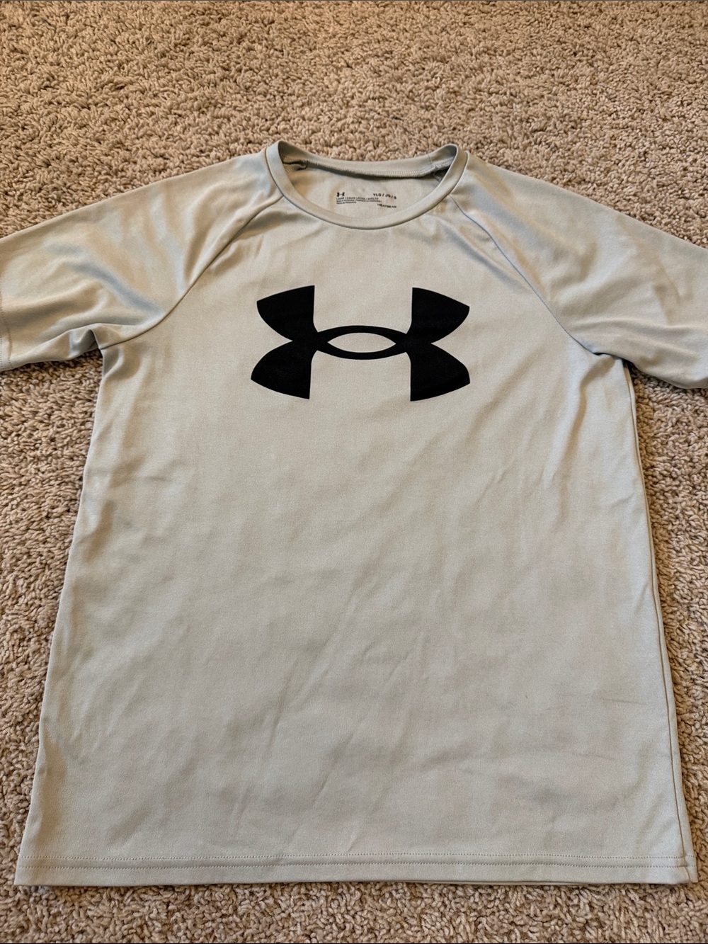 Under Armour Kids Light Grey Short Sleeve Performance Tee with Black Logo